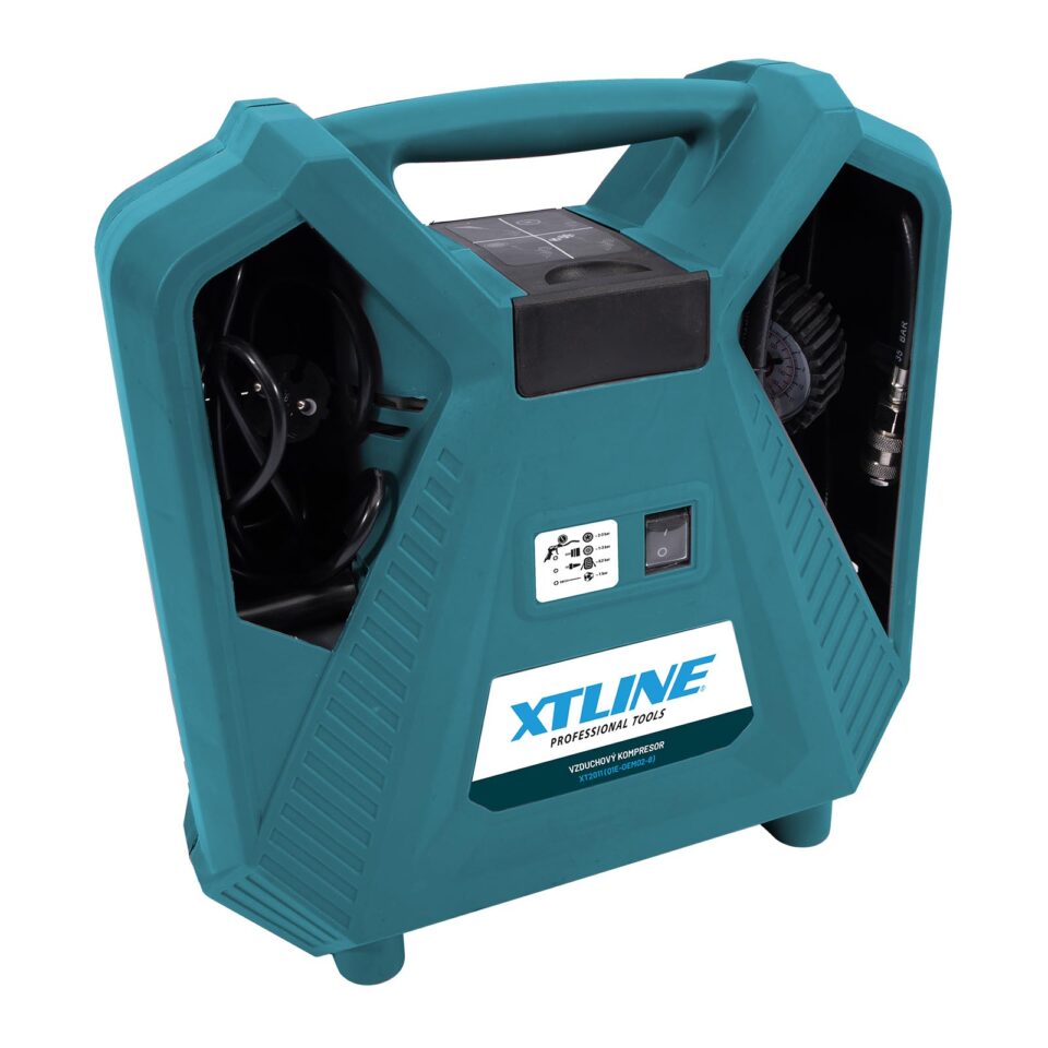 XTLINE kompakter ölfreier Kompressor 1100 W + 8-teiliger Zubehörset