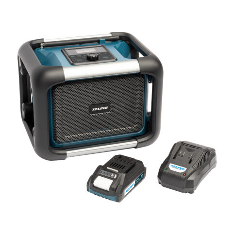 XTLINE Akku-Radio | Baustellenradio 18 V + Batterie 2.0 Ah + Ladegerät 2.4 A