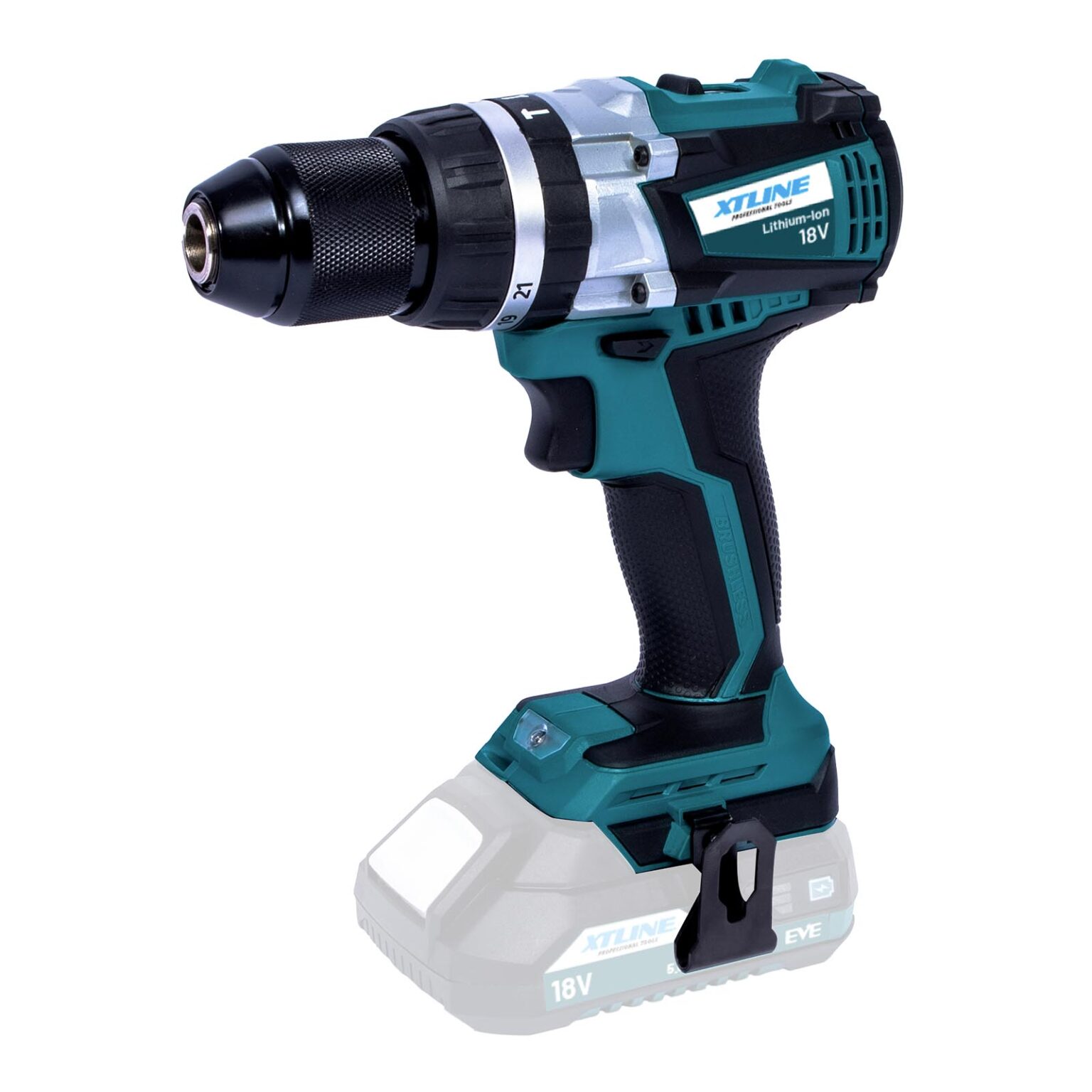 XTLINE Akku-Schlagbohrmaschine mit 18 V, bürstenlos, inklusive 2,0 Ah Batterie und 2,4 A Ladegerät. 3 XTLINE Akku-Schlagbohrmaschine mit 18 V, bürstenlos, inklusive 2,0 Ah Batterie und 2,4 A Ladegerät. – Bild 3