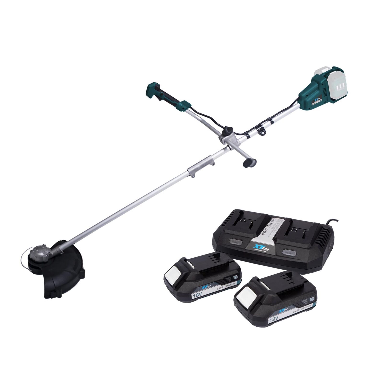 XTLINE Akku-Freischneider 2-in-1, bürstenlos, 36 V, mit 2 Batterien 4.0 Ah und Ladegerät 3.0 A 1 XTLINE Akku-Freischneider 2-in-1, bürstenlos, 36 V, mit 2 Batterien 4.0 Ah und Ladegerät 3.0 A