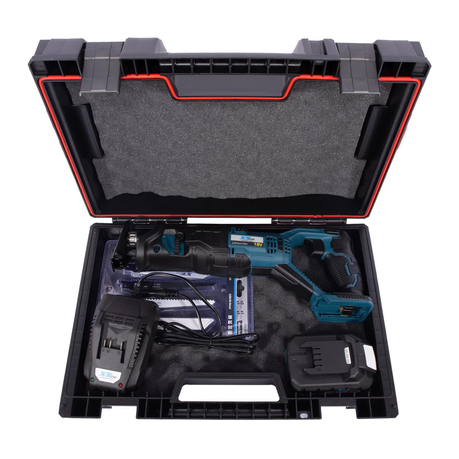 XTLINE Akku-Säbelsäge 18 V + Batterie 2.0 Ah + Ladegerät 3.5 A + Box 3 XTLINE Akku-Säbelsäge 18 V + Batterie 2.0 Ah + Ladegerät 3.5 A + Box – Bild 3