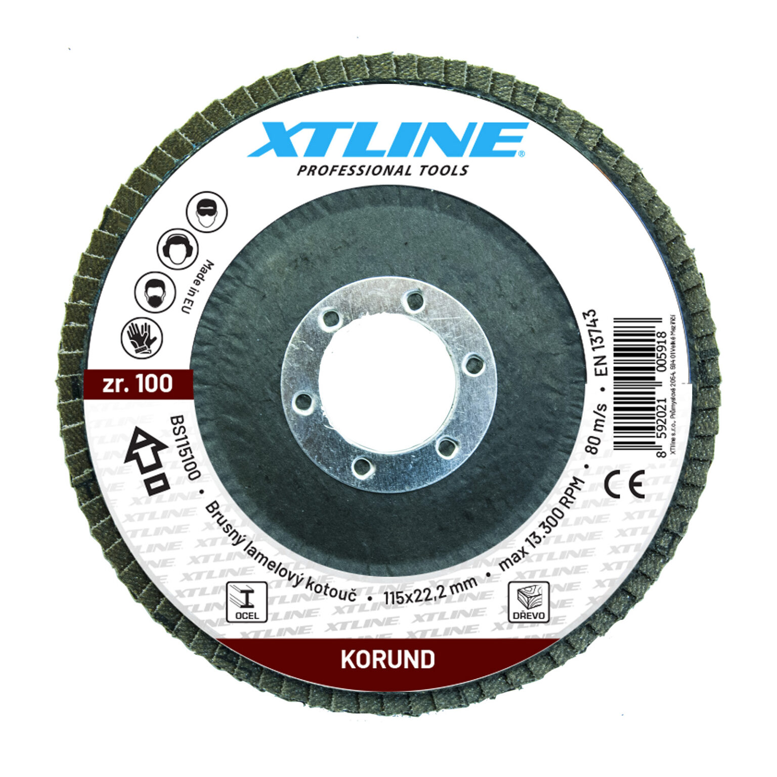 XTLINE Lamellenschleifscheibe, Korund | 125 MM K40, K60, K80, K100, K120 für Holz, Metall 1 XTLINE Lamellenschleifscheibe, Korund | 125 MM K40, K60, K80, K100, K120 für Holz, Metall
