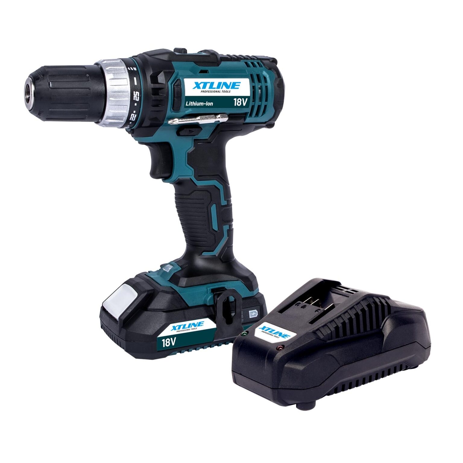 Akku-Bohrmaschine 18 V + Batterie 2.0 Ah + Ladegerät 2.4 A 1 Akku-Bohrmaschine 18 V + Batterie 2.0 Ah + Ladegerät 2.4 A