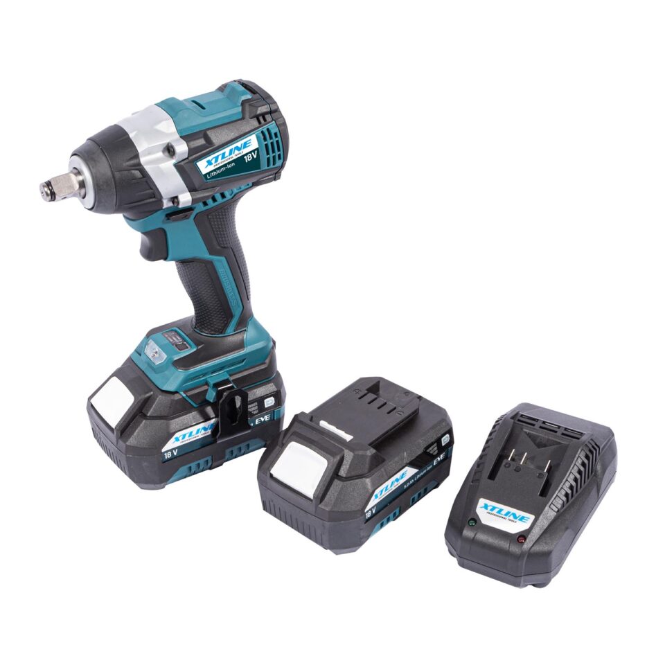 XTLINE Akku-Schlagschrauber für 1/2"-Nüsse, bürstenlos, 18 V, mit 2 Batterien 5.0 Ah und 3.5 A Ladegerät – Bild 3