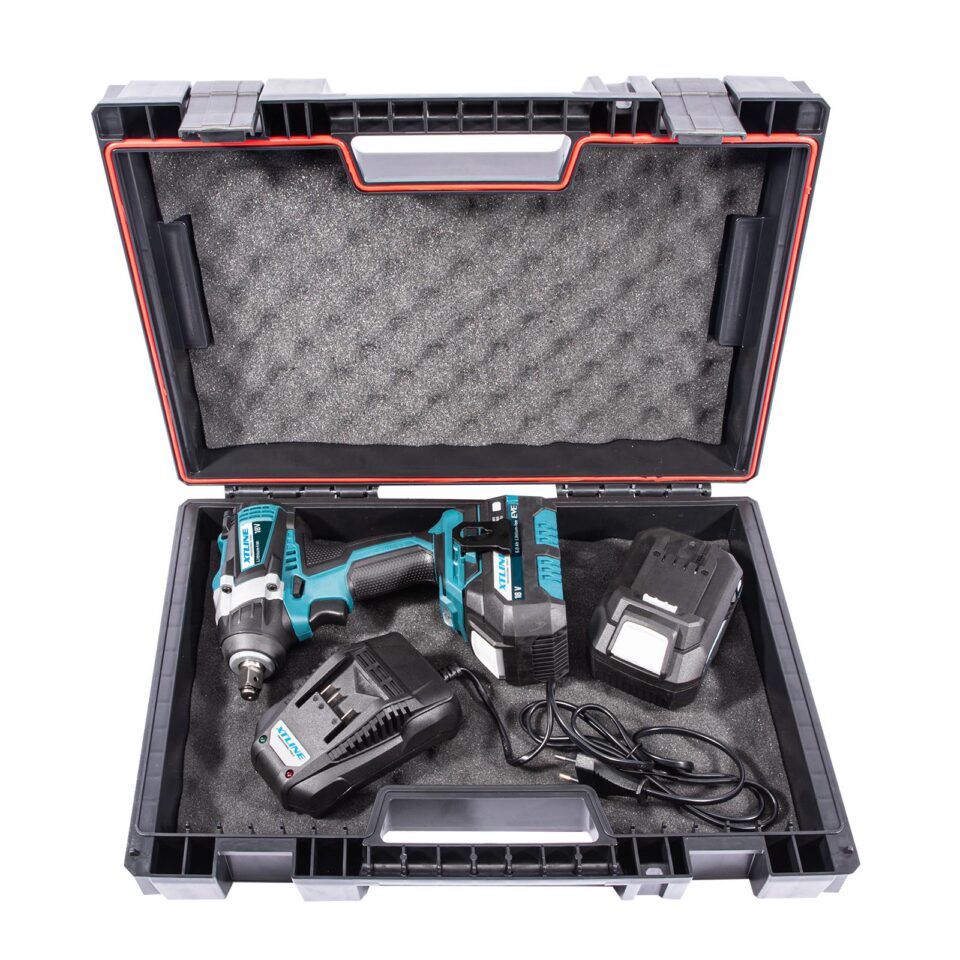 XTLINE Akku-Schlagschrauber für 1/2"-Nüsse, bürstenlos, 18 V, mit 2 Batterien 5.0 Ah und 3.5 A Ladegerät – Bild 4