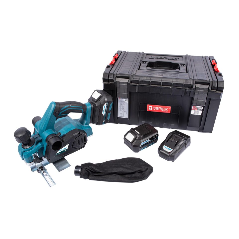 XTLINE Akku-Hobel, 18 V, mit 2 Batterien 5.0 Ah, 3.5 A Ladegerät und Koffer