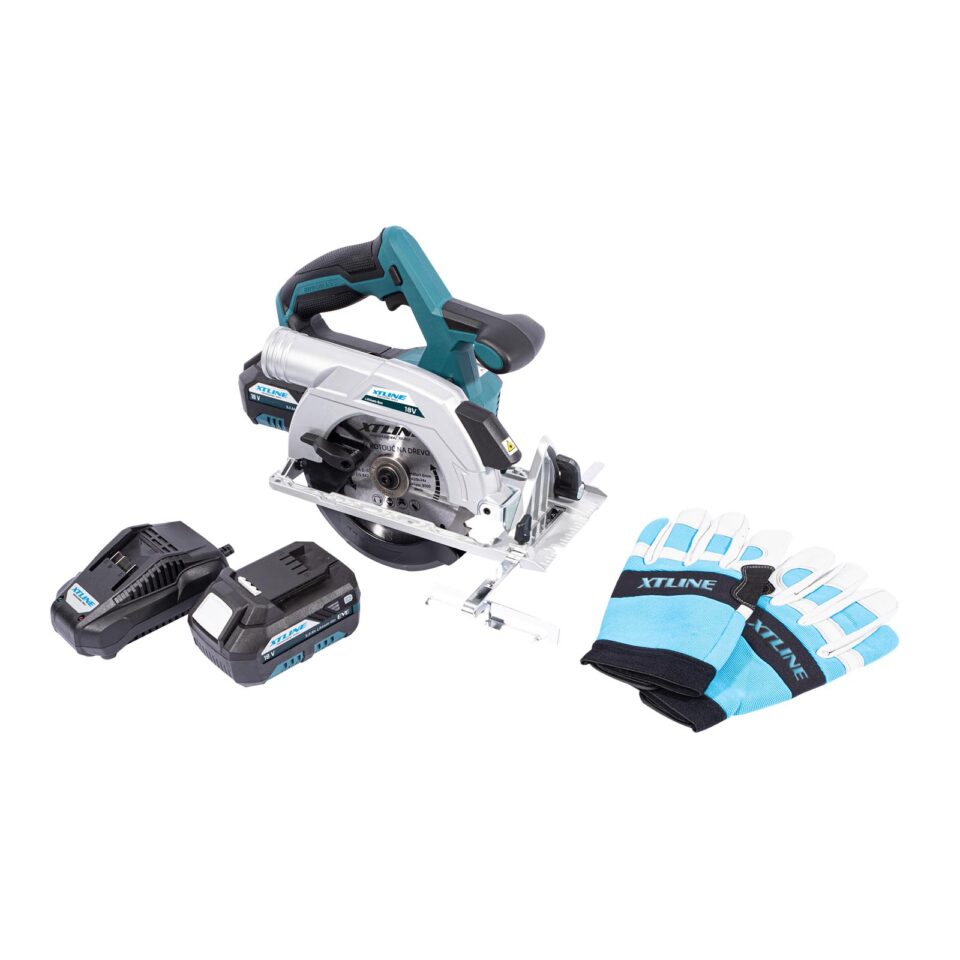 XTLINE Akku-Kreissäge, bürstenlos, 18 V, 165 mm, mit 2 Batterien 5.0 Ah, 3.5 A Ladegerät und Koffer – Bild 2