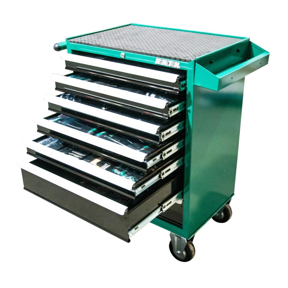 HONITON Werkzeugwagen, Metall, Modell HA104, mit 215-teiliger Ausrüstung, 677x459x1000 mm