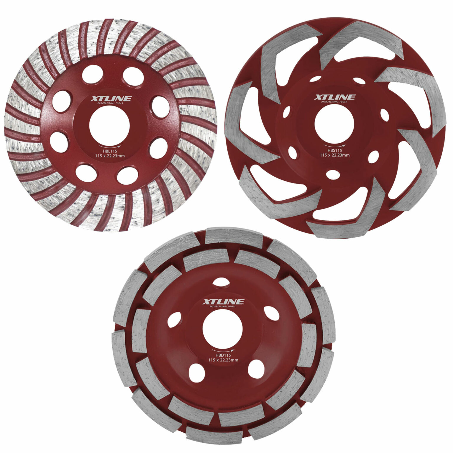 XTLINE 3 Diamantschleiftöpfe 115 mm im Set - unterschiedliche Materialabtragung und Rauheit 1 XTLINE 3 Diamantschleiftöpfe 115 mm im Set - unterschiedliche Materialabtragung und Rauheit